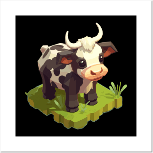 Udderly Delightful Chibi Isometric Cow Posters and Art